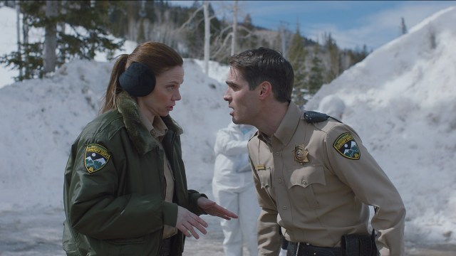 Riki Lindhome and Jim Cummings in The Wolf of Snow Hollow