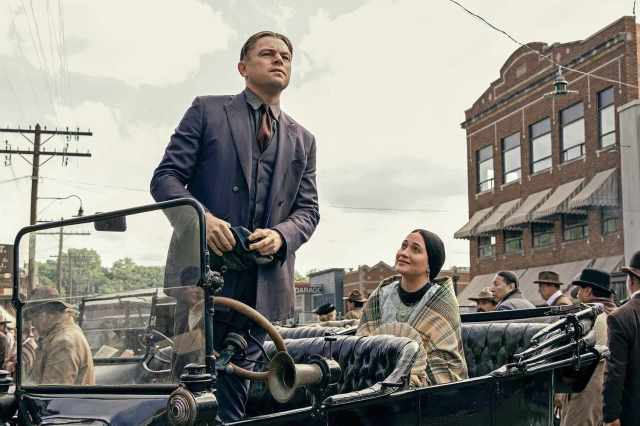 Leonardo DiCaprio and Lily Gladstone in Killers of the Flower Moon