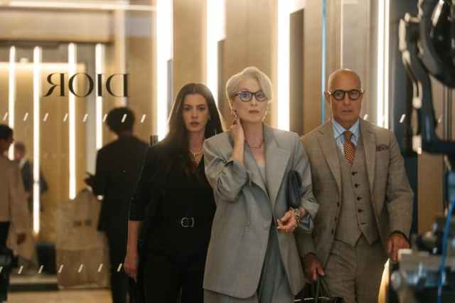 Anne Hathaway, Meryl Streep and Stanley Tucci in The Devil Wears Prada 2
