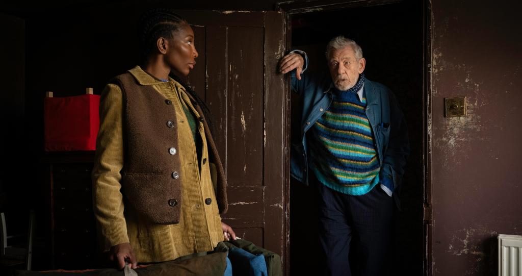 Michaela Coel and Ian McKellen in The Christophers